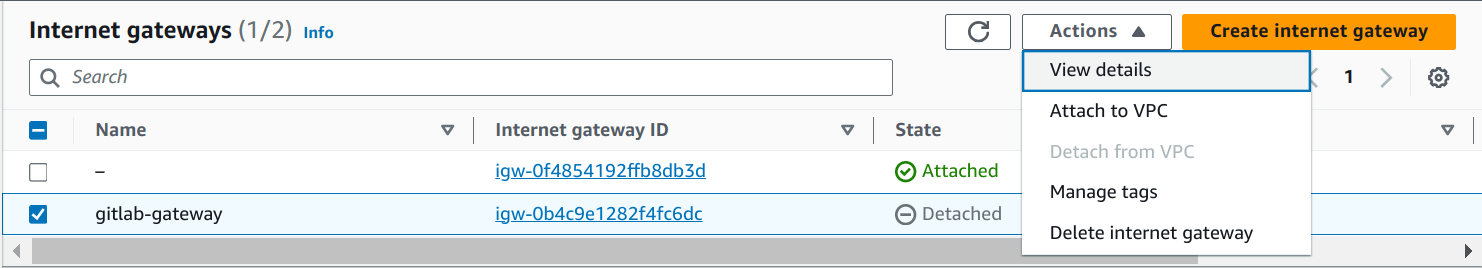 Create an internet gateway